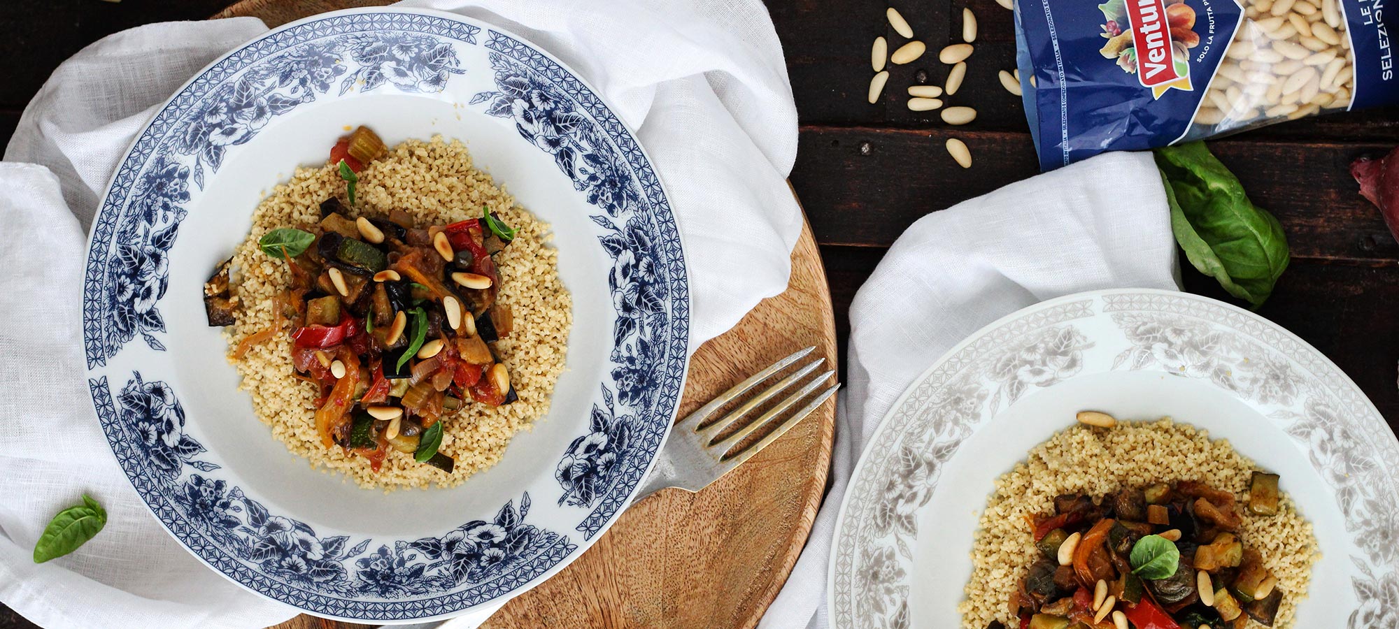 Cous cous estivo con caponata di verdure e Pinoli Ventura