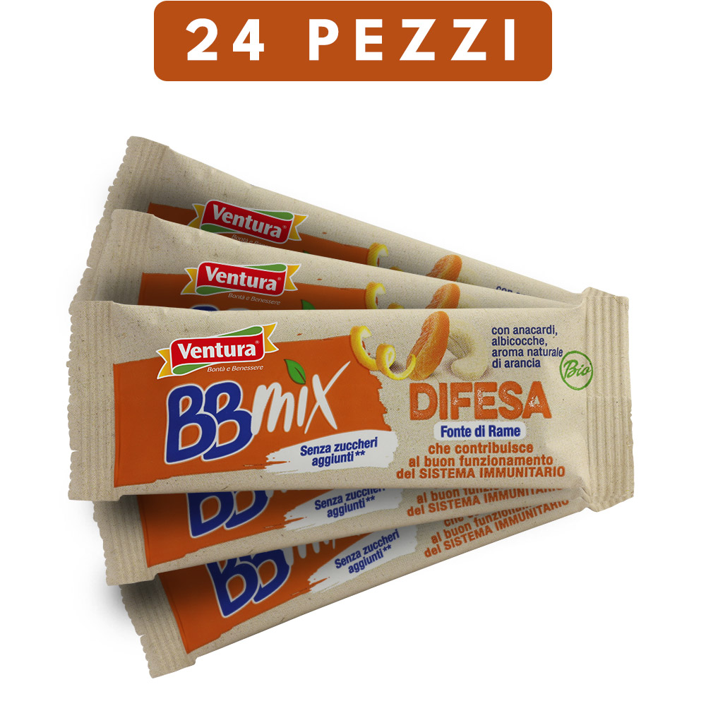 Bio Barretta BBMix Difesa <span>con Anacardi, Albicocche e aroma naturale di Arancia (24 pezzi)</span>